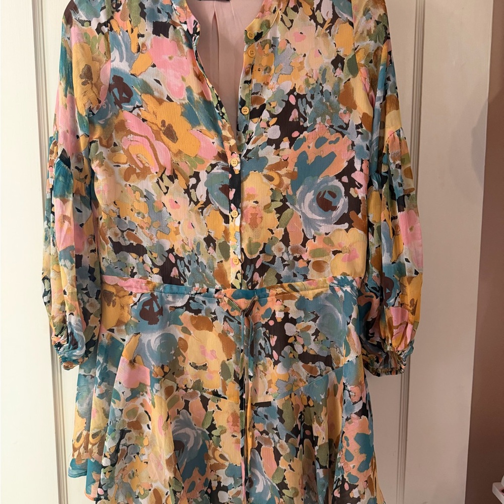 Vici Pastel Floral Mini Dress in Pink, Yellow & Teal